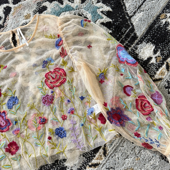 Anthropologie The Layla Long-Sleeve Appliqué Mesh Blouse - Picture 7 of 7